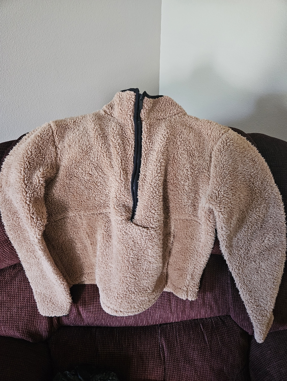 No Boundaries Plush Jacket - Brown with Black Trim